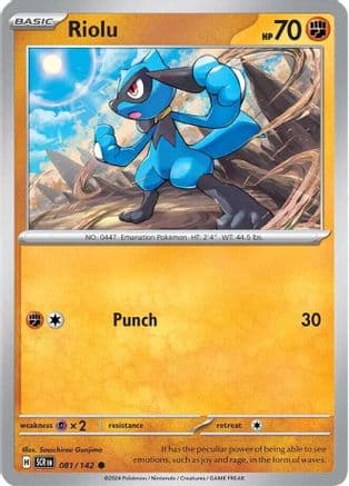 Riolu 081- SV07 Stellar Crown Reverse Holofoil