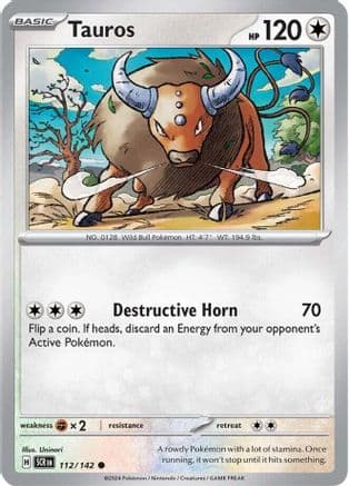 Tauros 112- SV07 Stellar Crown Reverse Holofoil
