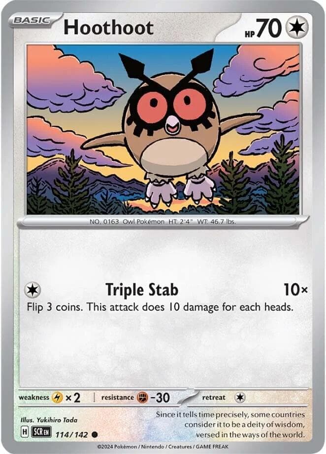 Hoothoot 114- SV07 Stellar Crown Reverse Holofoil