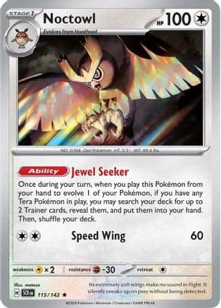 Noctowl 115- SV07 Stellar Crown Reverse Holofoil