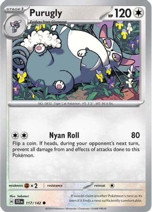 Purugly 117- SV07 Stellar Crown Reverse Holofoil