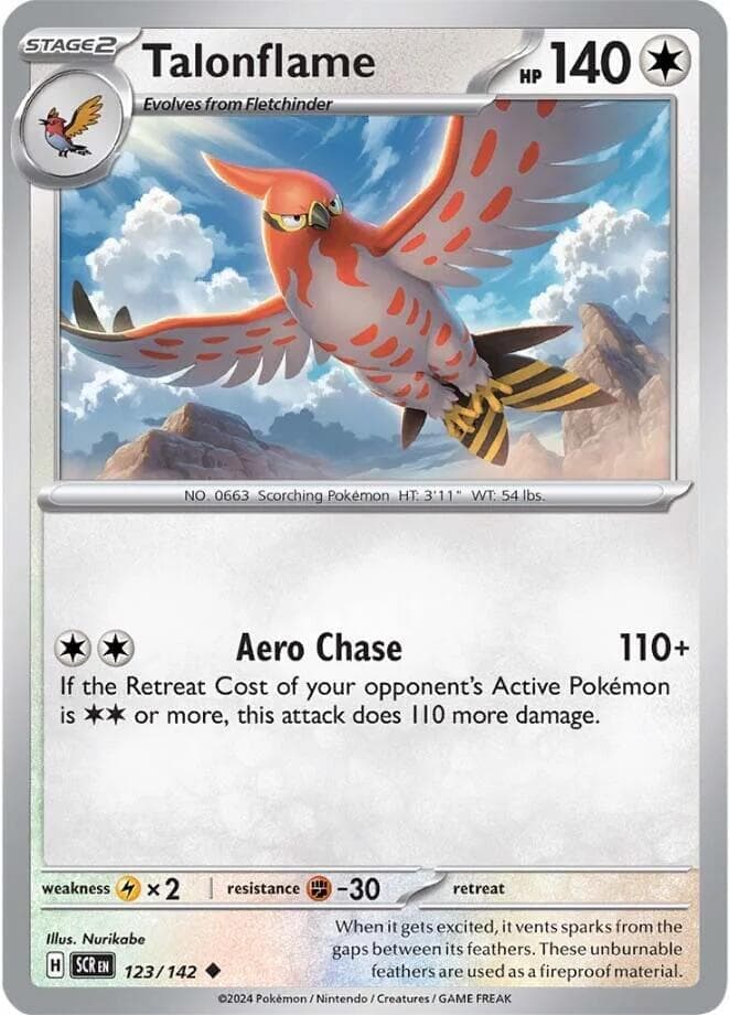 Talonflame 123- SV07 Stellar Crown Reverse Holofoil
