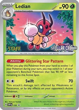 Ledian (Prerelease) [Staff] 133- SV Scarlet & Violet Promo Cards Reverse Holofoil