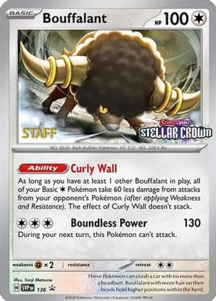 Bouffalant (Prerelease) [Staff] 136- SV Scarlet & Violet Promo Cards Reverse Holofoil