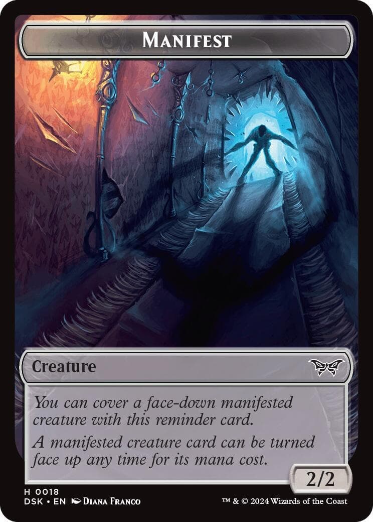Demon // Manifest Double-Sided Token [Duskmourn: House of Horror Tokens] Foil
