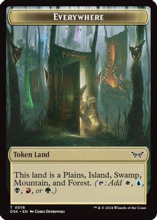 Everywhere // Copy Double-Sided Token |  Foil (16 // 1) [Duskmourn: House of Horror]