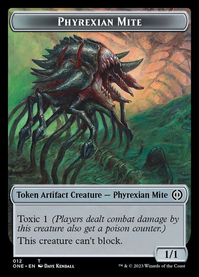 Phyrexian Mite (011) // Phyrexian Mite (012) Double-Sided Token [Phyrexia: All Will Be One Tokens] Foil