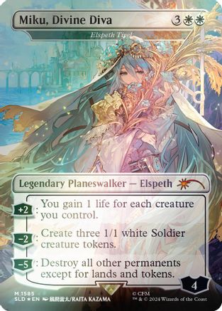 Miku, Divine Diva - Elspeth Tirel (Rainbow Foil) (1585) [Secret Lair Drop Series]  Foil