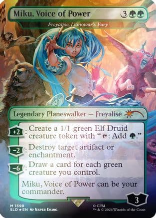 Miku, Voice of Power - Freyalise, Llanowar's Fury (Rainbow Foil) (1598) [Secret Lair Drop Series]  Foil