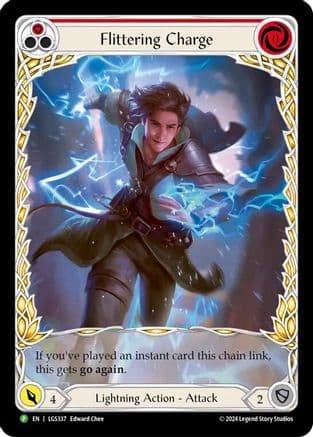 Flittering Charge (Red) (Extended Art) (LGS337) - Flesh and Blood: Promo Cards Rainbow Foil
