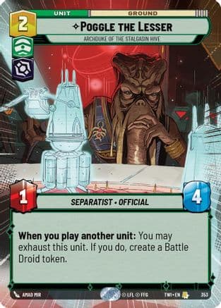 Poggle the Lesser - Archduke of the Stalgasin Hive (Hyperspace) |  (353)  [Twilight of the Republic]