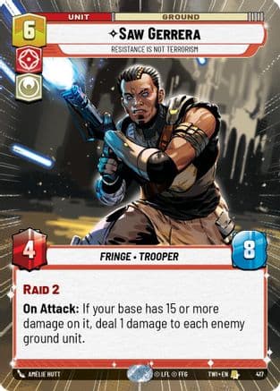Saw Gerrera - Resistance is Not Terrorism (Hyperspace) | Foil (417)  [Twilight of the Republic]