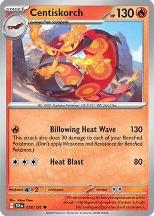 Centiskorch 028  - Reverse Holofoil SV08 Surging Sparks - Common
