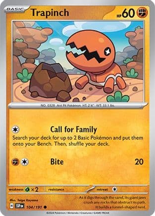 Trapinch 104- SV08 Surging Sparks Reverse Holofoil
