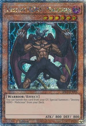 Destiny HERO - Malicious (Quarter Century Secret Rare) (RA03-EN001) - Quarter Century Bonanza 1st Edition