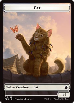 Cat (0001) // Cat (0002) Doubled-Sided Token (-1 // 2) - Foundations Foil