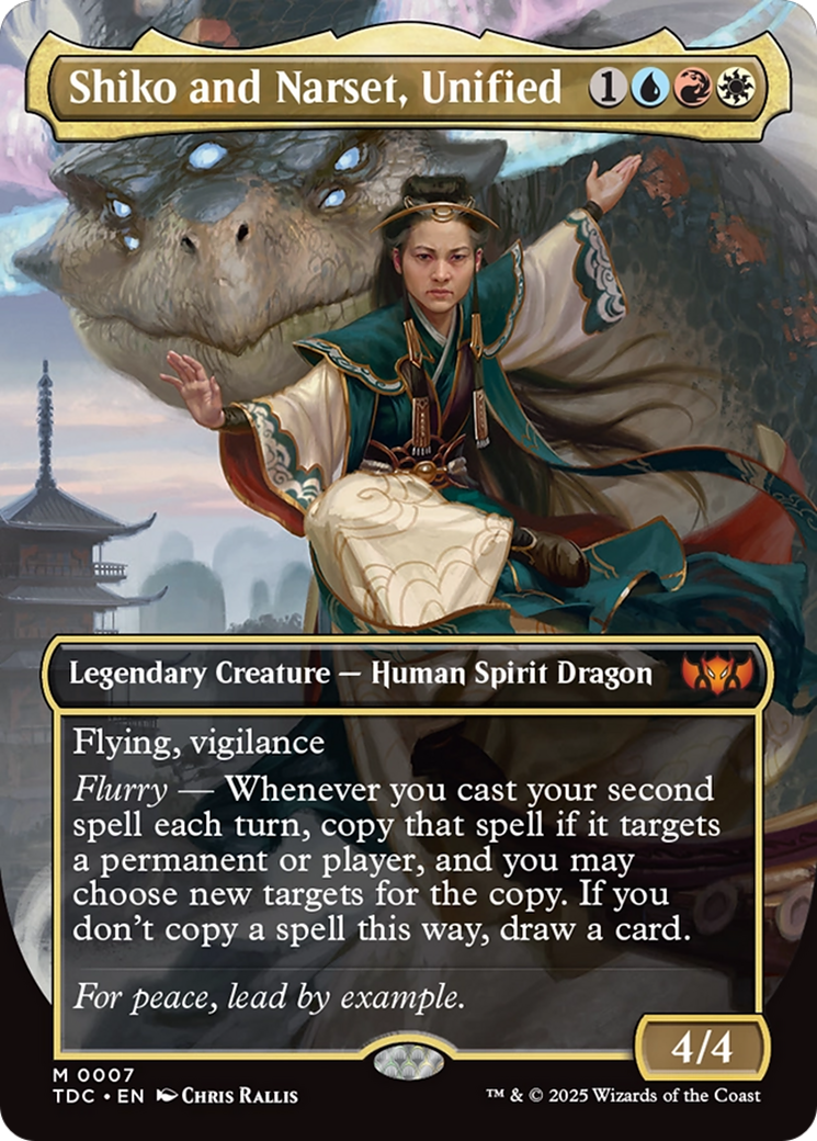 Shiko and Narset, Unified (Borderless) (007) [Commander: Tarkir: Dragonstorm]  Foil