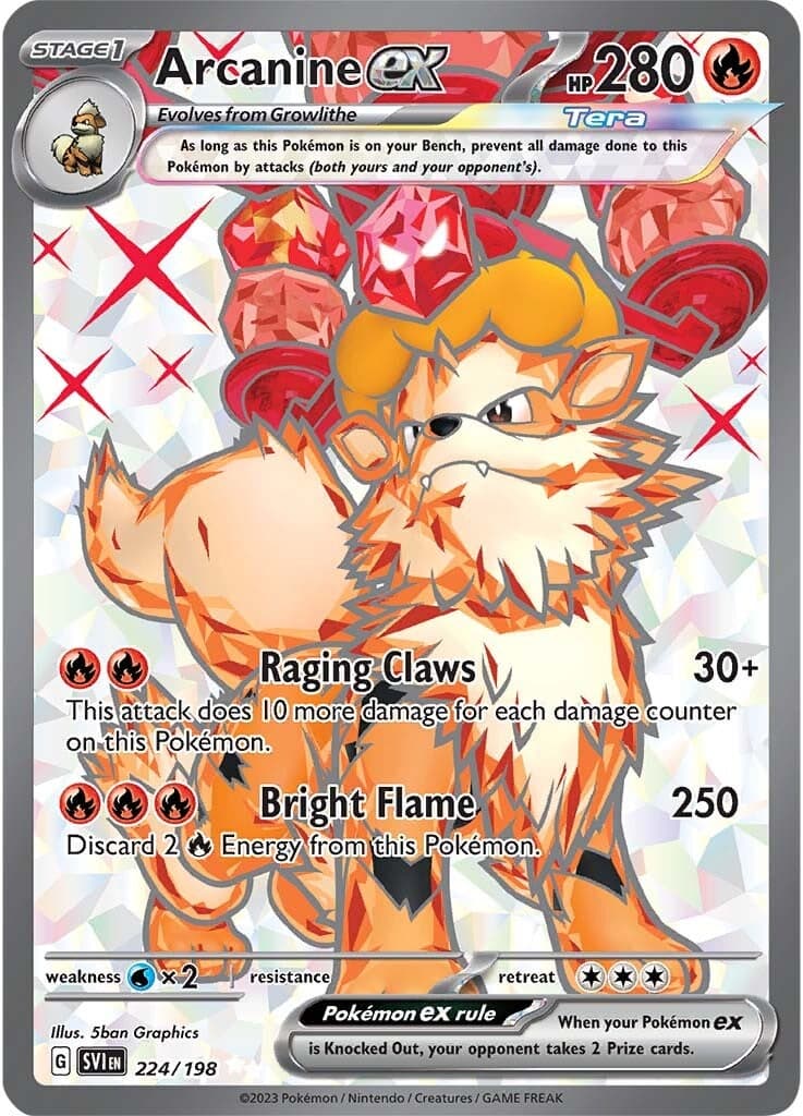 Arcanine ex 224/198  - Holofoil SV01 Scarlet & Violet Base Set - Ultra Rare