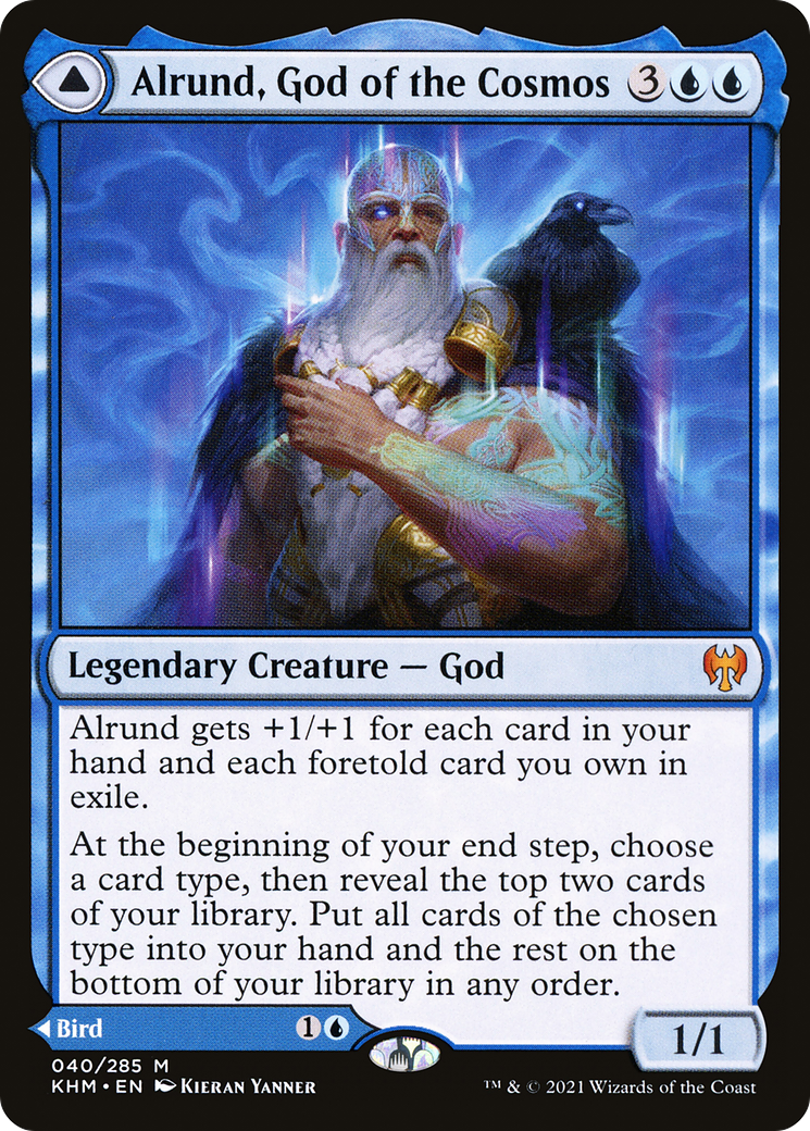 Alrund, God of the Cosmos // Hakka, Whispering Raven [Kaldheim] Foil