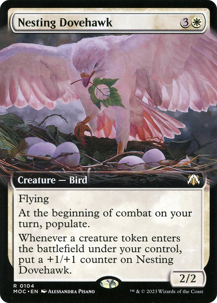 Nesting Dovehawk (104) [March of the Machine Commander] : (Extended Art) Foil