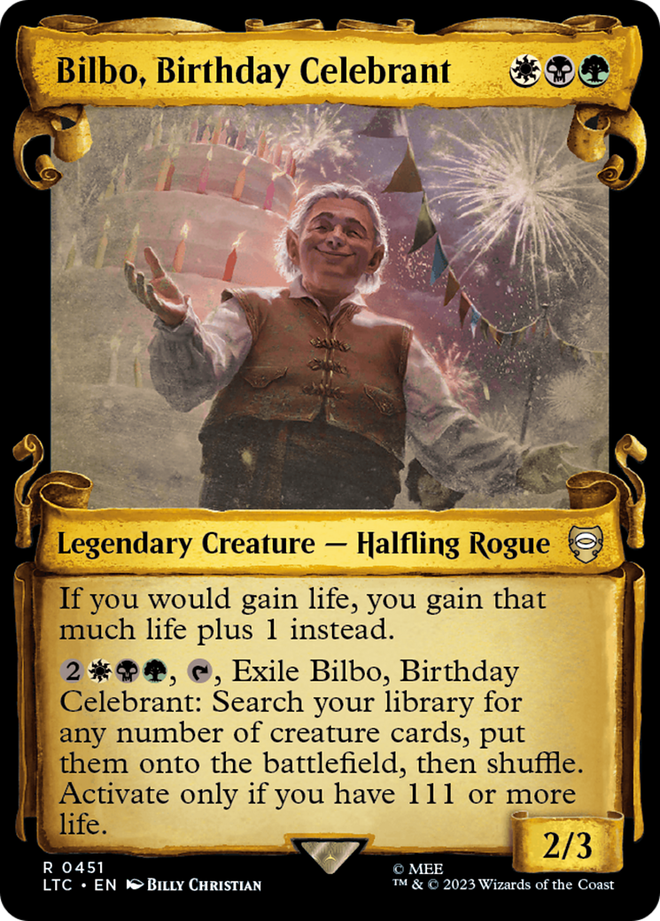 Bilbo, Birthday Celebrant [The Lord of the Rings: Tales of Middle-Earth Commander Showcase Scrolls] Foil