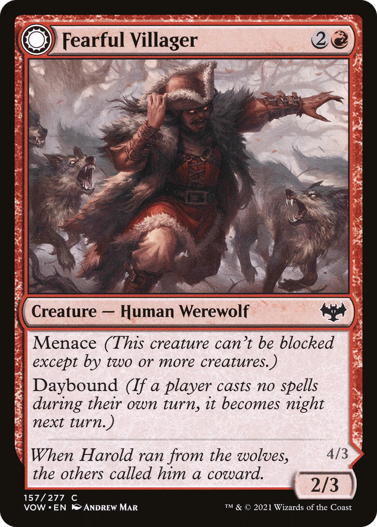 Fearful Villager // Fearsome Werewolf [Innistrad: Crimson Vow] Foil