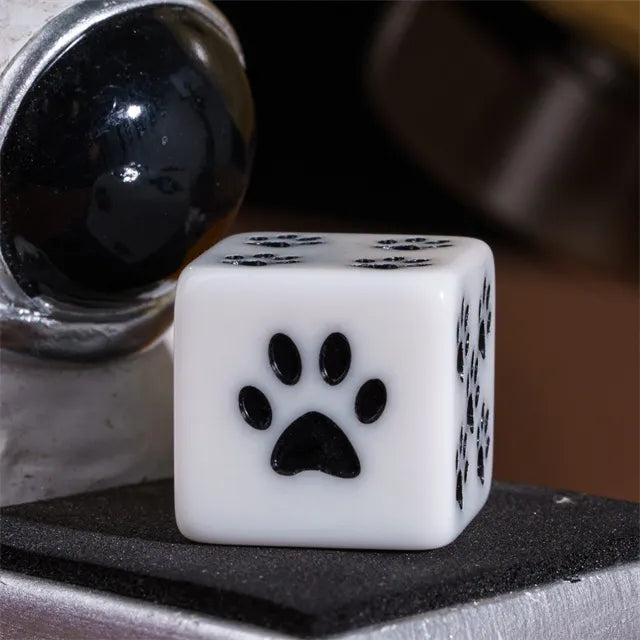 RPG Dice | Resin | Cat Pawprints | White
