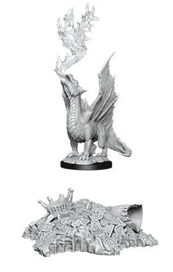 D&D Nolzurs Marvelous Unpainted Miniatures - Gold Dragon Wyrmling & Small Treasure Pile
