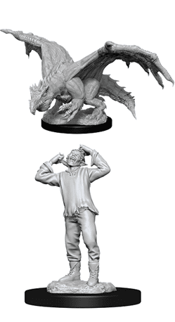 D&D Nolzur's Marvelous Miniatures | Green Dragon Wyrmling & Afflicted Elf