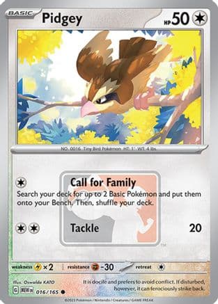 Pidgey (League Promo) 016/165 - League & Championship Cards Reverse Holofoil