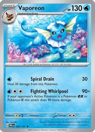 Vaporeon 022- SV Prismatic Evolutions Reverse Holofoil