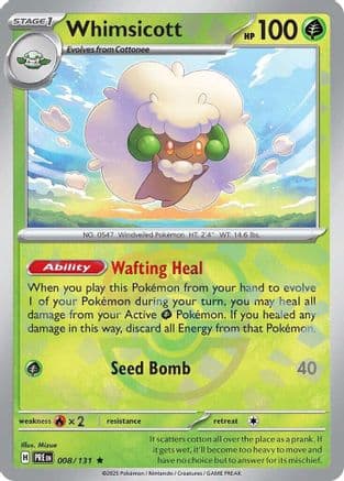 Whimsicott (Master Ball Pattern) 008- SV Prismatic Evolutions Holofoil