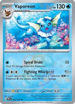 Vaporeon (Master Ball Pattern) 022- SV Prismatic Evolutions Holofoil