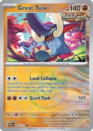 Great Tusk (Master Ball Pattern) 055- SV Prismatic Evolutions Holofoil