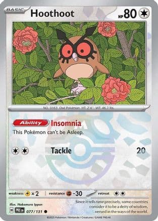 Hoothoot (Master Ball Pattern) 077- SV Prismatic Evolutions Holofoil