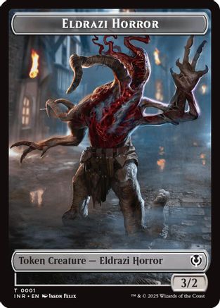 Eldrazi Horror // Human Soldier (0003) Double-Sided Token (-1 // 3) [Innistrad Remastered]