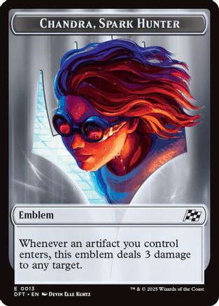 Emblem - Chandra, Spark Hunter // Vehicle Double-Sided Token |  Foil (13 // 12) [Aetherdrift]