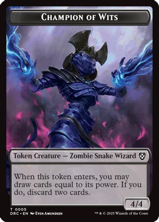 Champion of Wits // Zombie (0003) Double-Sided Token (5 // 3) [Commander: Aetherdrift]