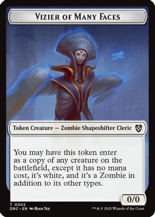 Vizier of Many Faces // Zombie (0003) Double-Sided Token (-2 // 3) [Commander: Aetherdrift]