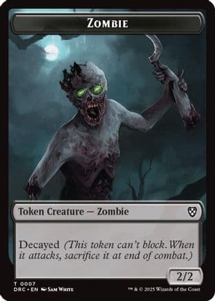 Zombie (0007) // Zombie (0003) Double-Sided Token (-7 // 3) [Commander: Aetherdrift]
