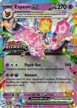 Espeon ex (Prismatic Evolutions Stamp) 034/131  - Holofoil Miscellaneous Cards & Products - Promo