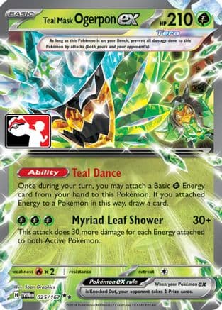 Teal Mask Ogerpon ex 025/167 - Prize Pack Series Cards Holofoil