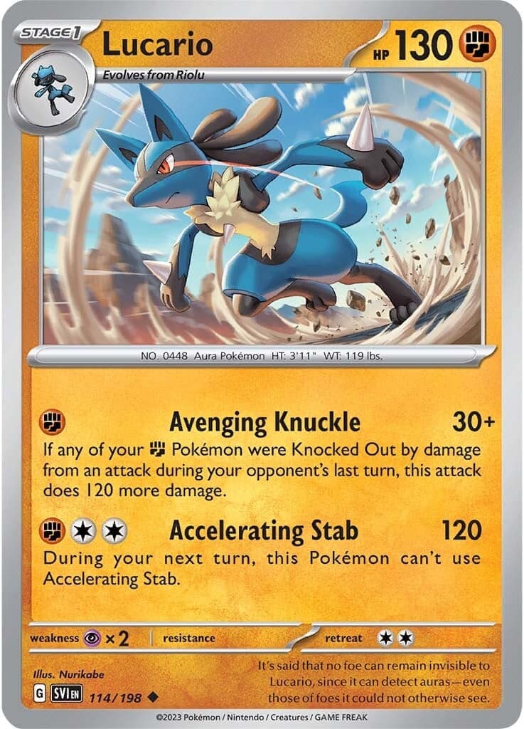 Lucario 114/198 - SV01 Scarlet & Violet Base Set Reverse Holofoil