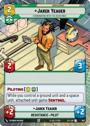 Jarek Yeager - Coordinating With The Resistance (Hyperspace Foil) | Foil (843)  [Jump to Lightspeed]