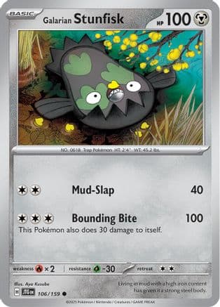 Galarian Stunfisk 106  - Reverse Holofoil SV09 Journey Together - Common