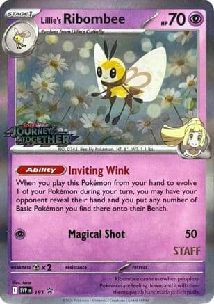 Lillie's Ribombee (Prerelease) [Staff] 183  - Holofoil SV Scarlet & Violet Promo Cards - Promo