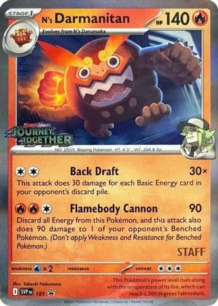 N's Darmanitan (Prerelease) [Staff] 181- SV Scarlet & Violet Promo Cards Holofoil
