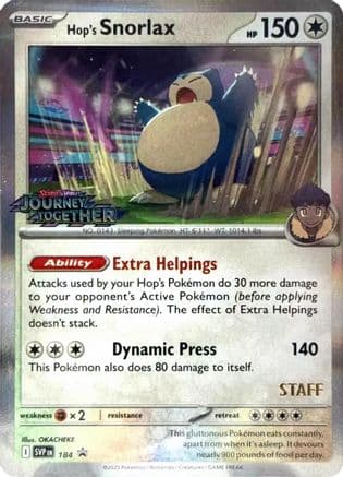 Hop's Snorlax (Prerelease) [Staff] 184- SV Scarlet & Violet Promo Cards Holofoil