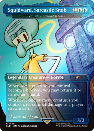 Squidward, Sarcastic Snob - Grazilaxx, Illithid Scholar (Rainbow Foil) (1928) [Secret Lair Drop Series]  Foil
