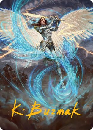 Elspeth, Storm Slayer Art Card (49/54) (Gold-Stamped Signature) (049) [Art Series: Tarkir: Dragonstorm]